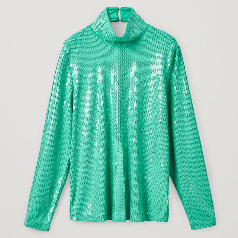 HIGH NECK SEQUIN TOP